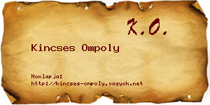 Kincses Ompoly névjegykártya